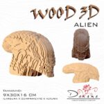 Quebra cabeças 3D ALIEN Busto MDF 3mm NATURAL - Darama