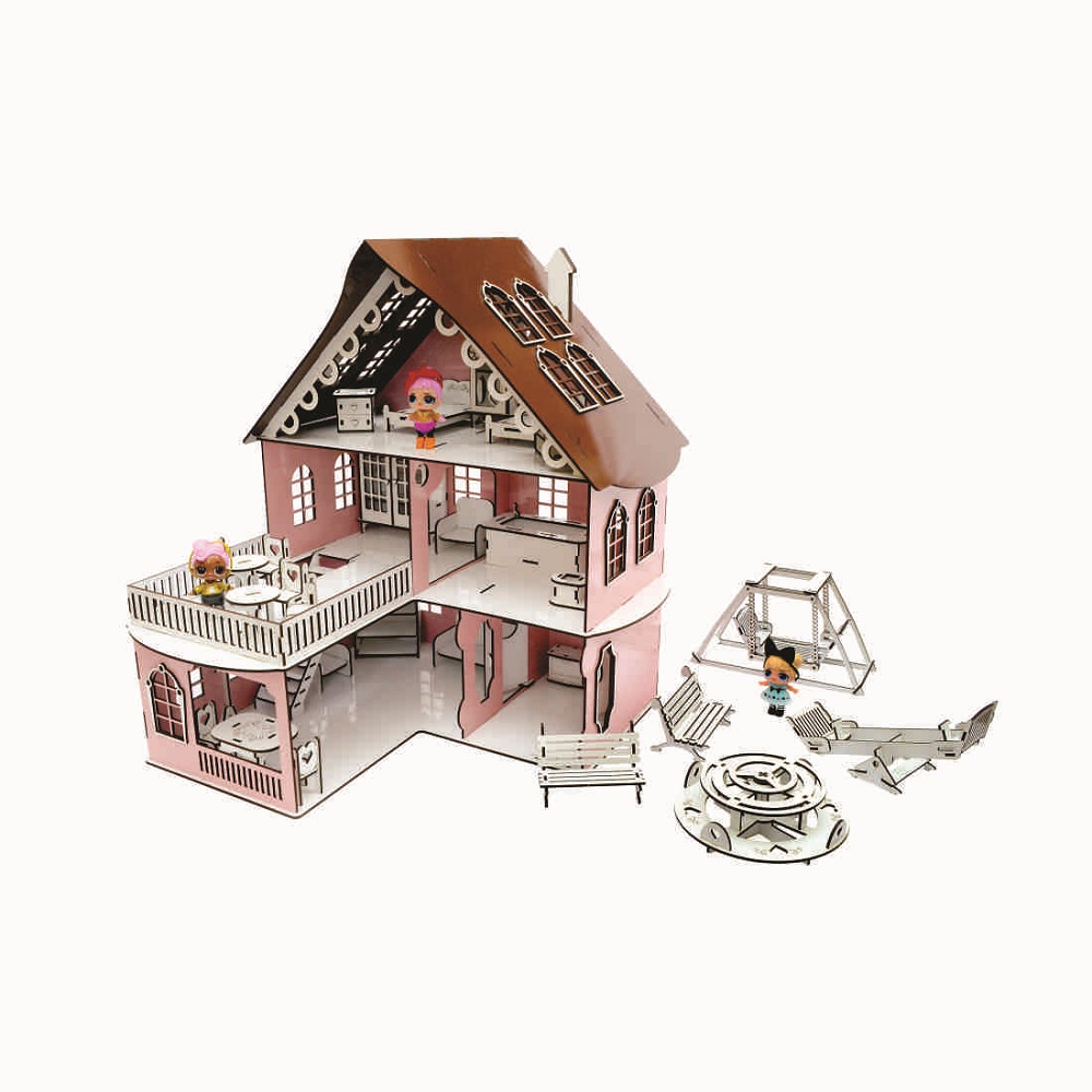 Casa Casinha Pintada Barbie/polly/lol Grande 80cm 25 Móveis