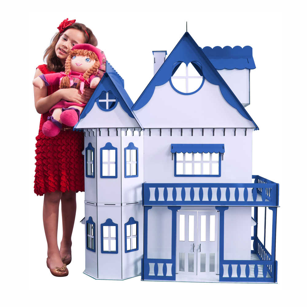 Grande casa de bonecas com móveis para Barbie-casa de madeira para