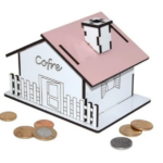 COFRE PORTA MOEDAS CASINHA MDF BRANCO ROSA - DARAMA