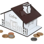 COFRE PORTA MOEDAS CASINHA MDF BRANCO MARROM - DARAMA