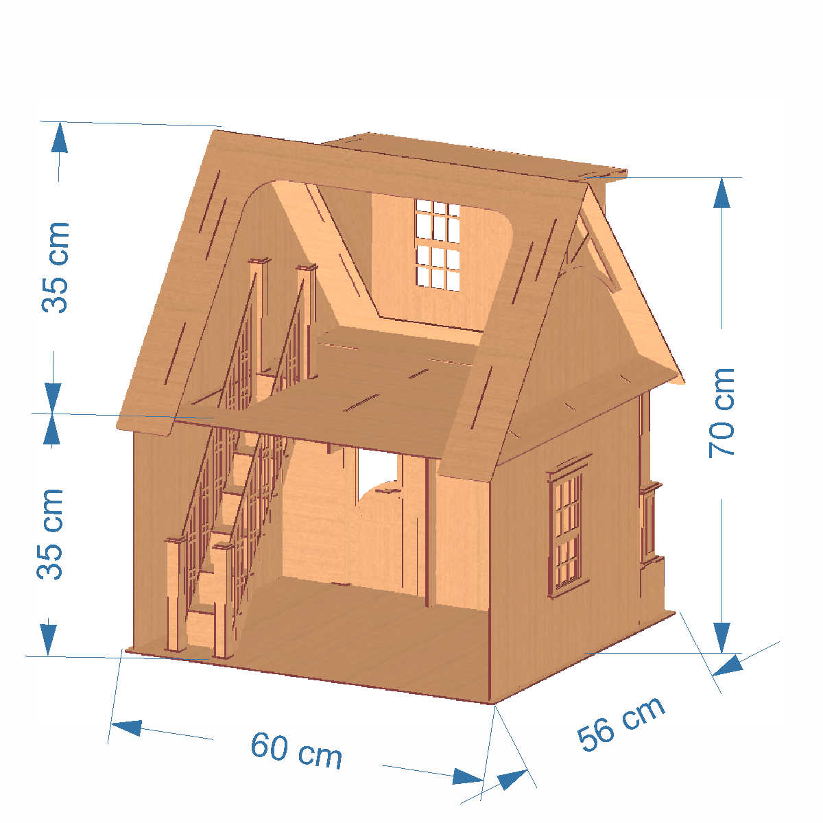 Casa de Boneca em mdf com Tema 60cm