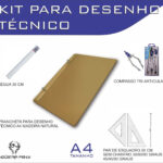 Kit Desenho Técnico Prancheta Engenharia Arquitetura Edificações a4 NATURAL Par Esquadro 26 cm Compasso Cis 303 Regua 30